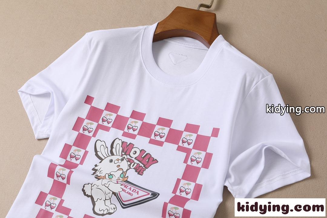 着心地いい プリント 合わせやすい ラウンドネック プラダ 半袖tシャツ コピー メンズ ホワイト ブラック-4