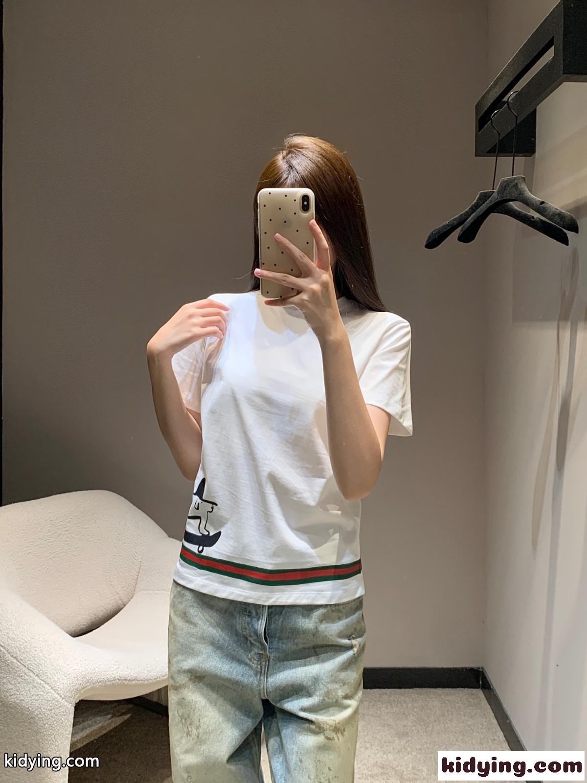 カジュアル プリント グッチ Tシャツ コピー クルーネック トップス ホワイト-3