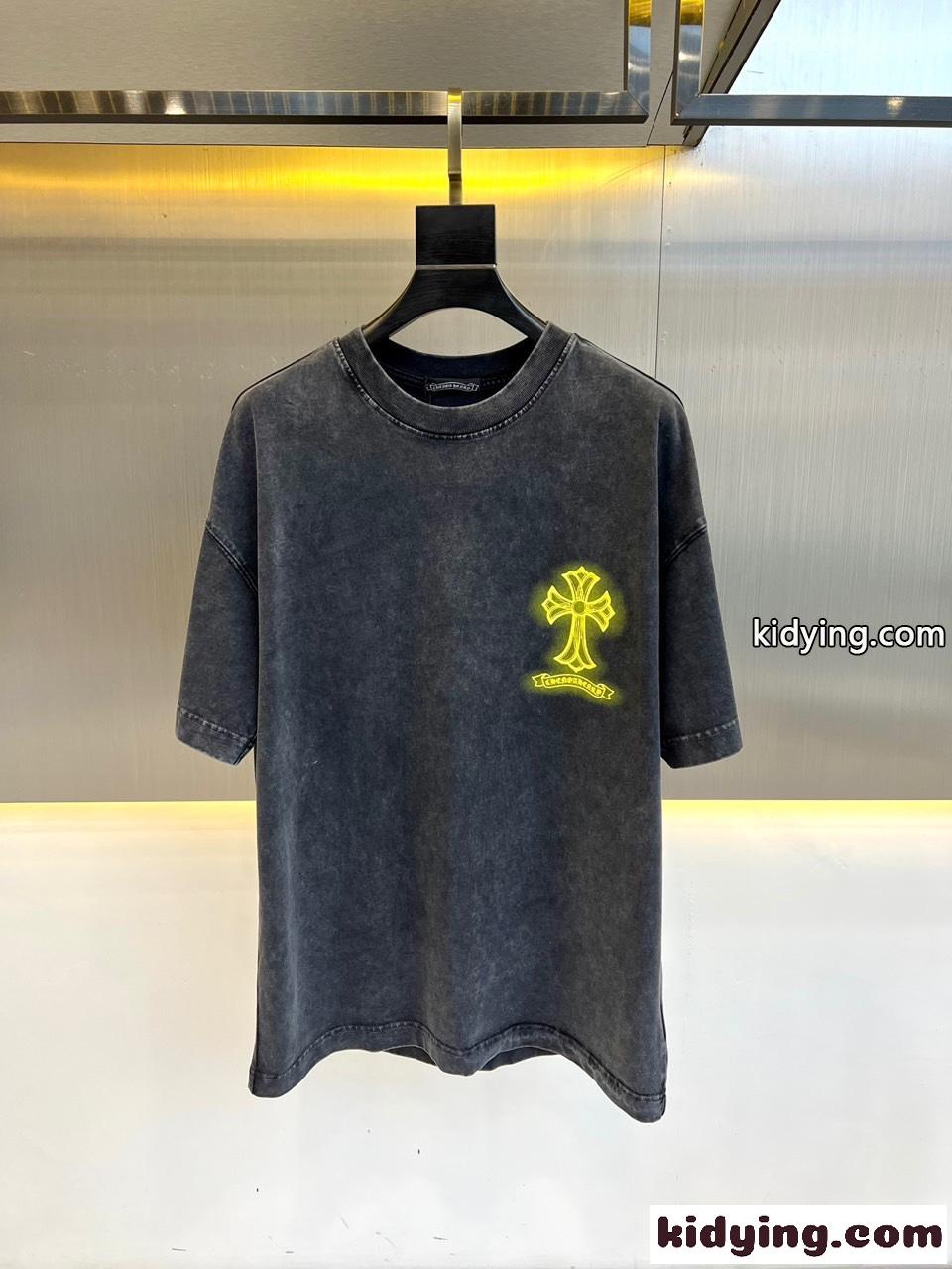 クロムハーツ Tシャツ 偽物 カジュアル クルーネック コットン 半袖Tシャツ-2