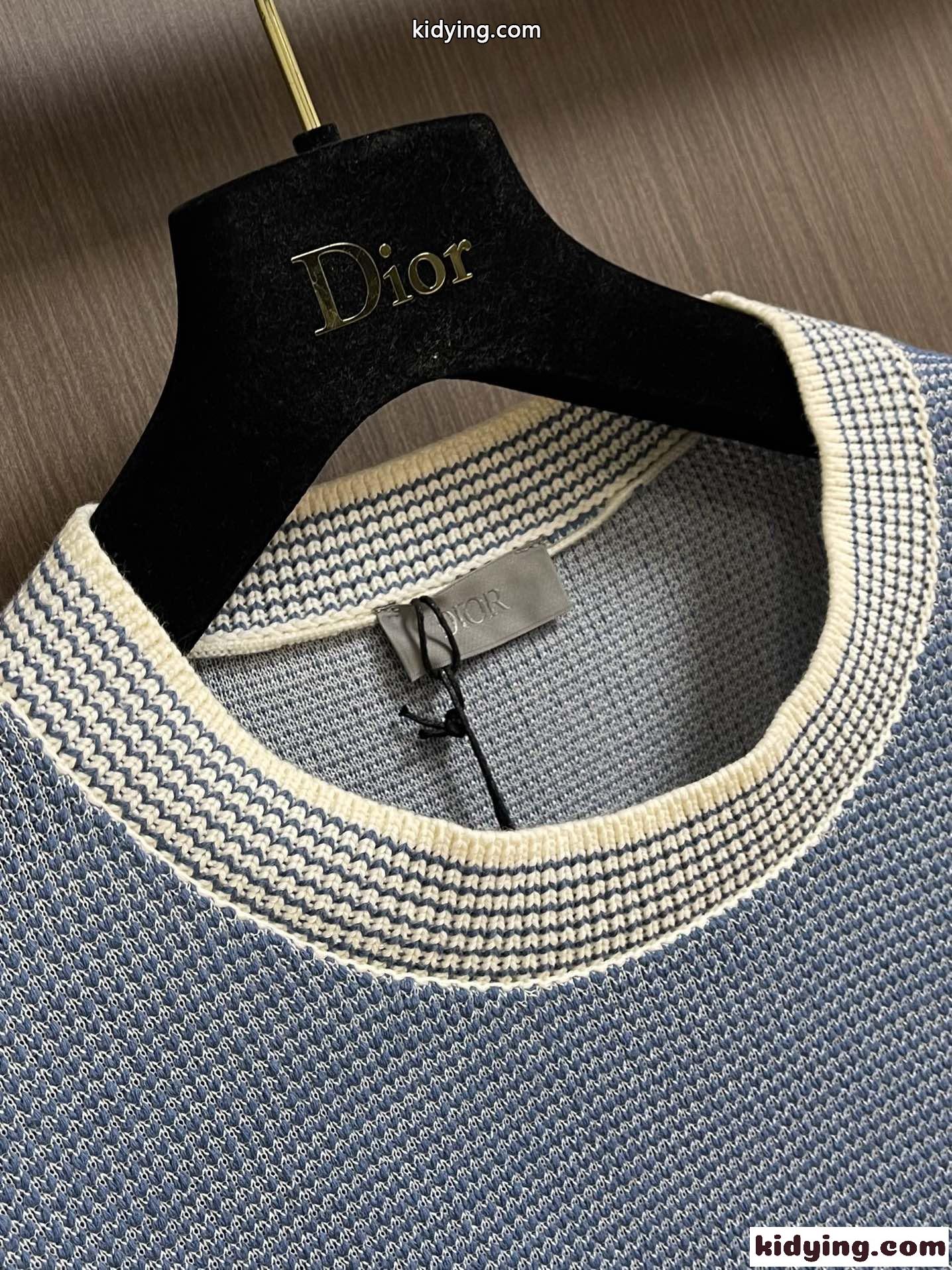 おしゃれ Dior Italic ニットTシャツ クリスチャン・ディオール ニットウェア コピー ブルー-1