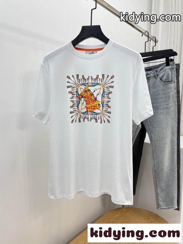エルメス 半袖tシャツ コピー クルーネック 春夏 定番 合わせやすい プリント 着心地いい トップス-0
