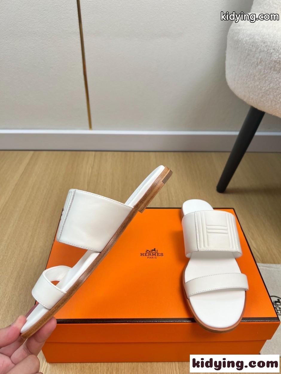 エルメス サンダル モナ スーパーコピー 上品 シンプル Hロゴ ホワイト-1