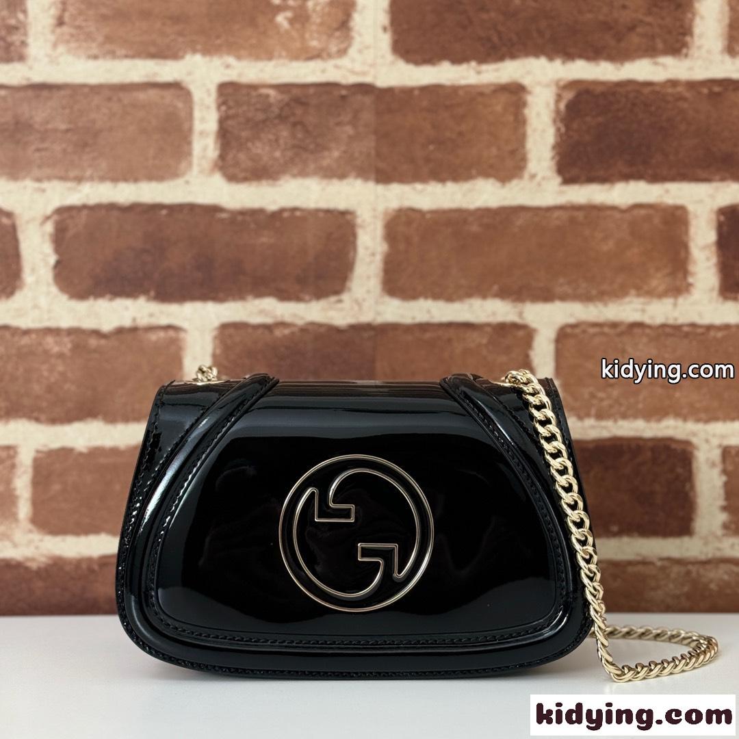 グッチ ブロンディ スモール ショルダーバッグ コピー 815711 パテントレザー ブラック-0