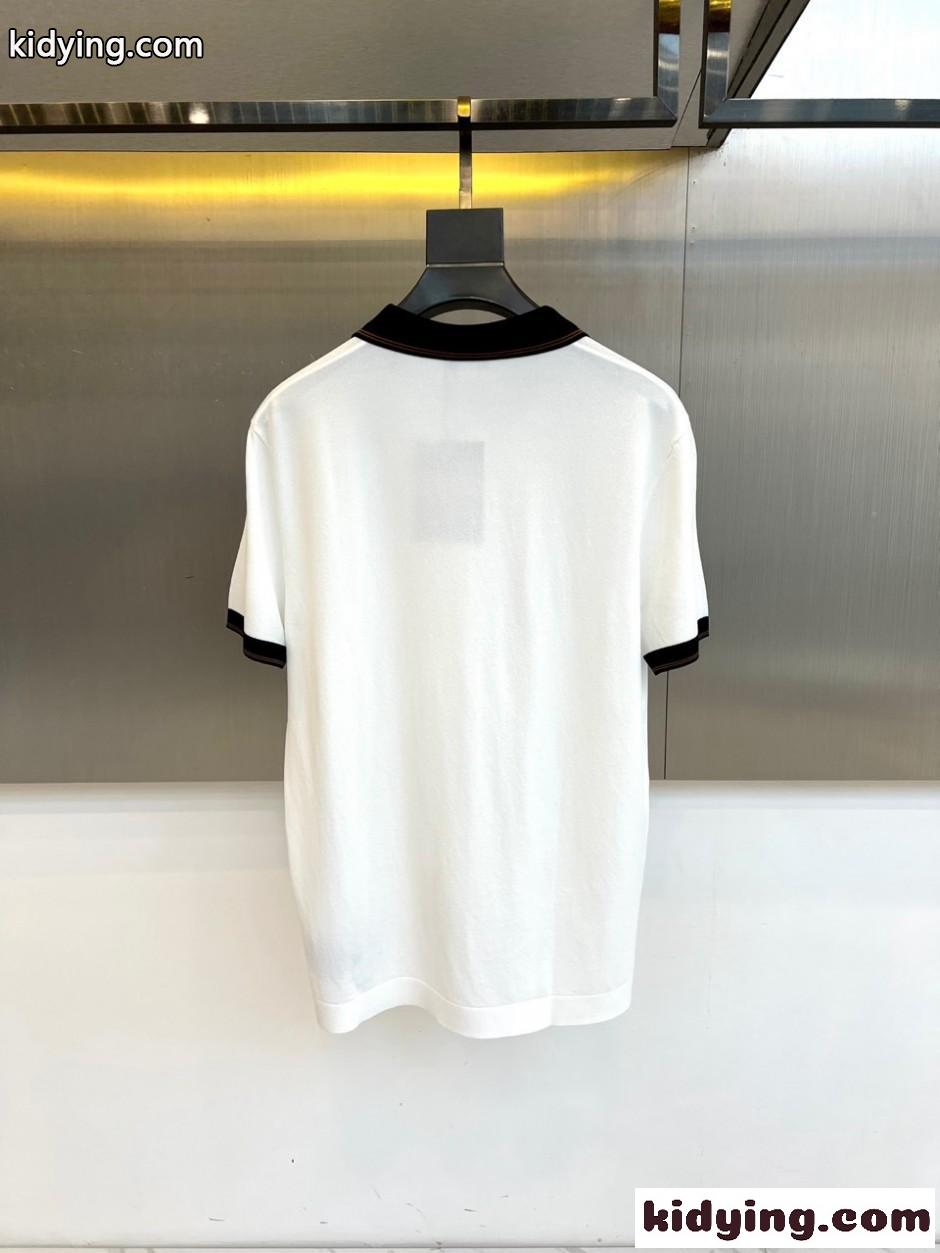 エルメネジルド・ゼニア Tシャツ 偽物 スキッパーネック ポロシャツ ホワイト-3