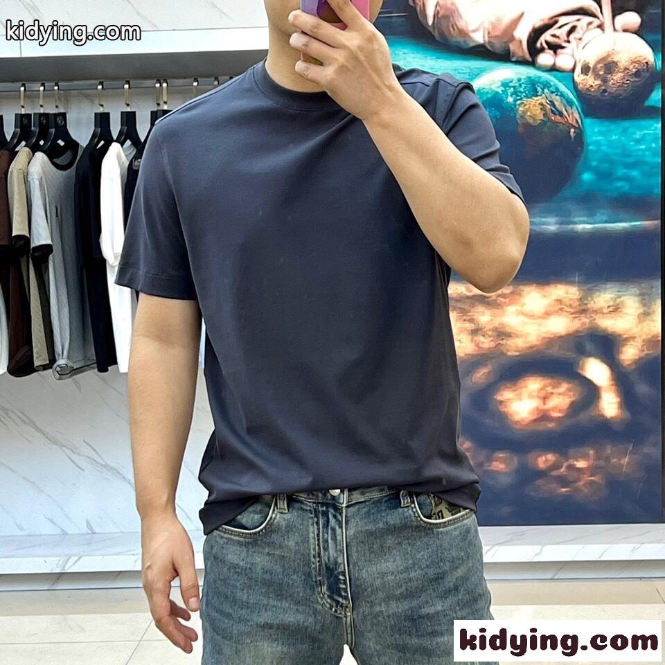 快適 冷感 クルーネック 半袖Tシャツ エルメネジルド・ゼニア Tシャツ コピー ブラック-2