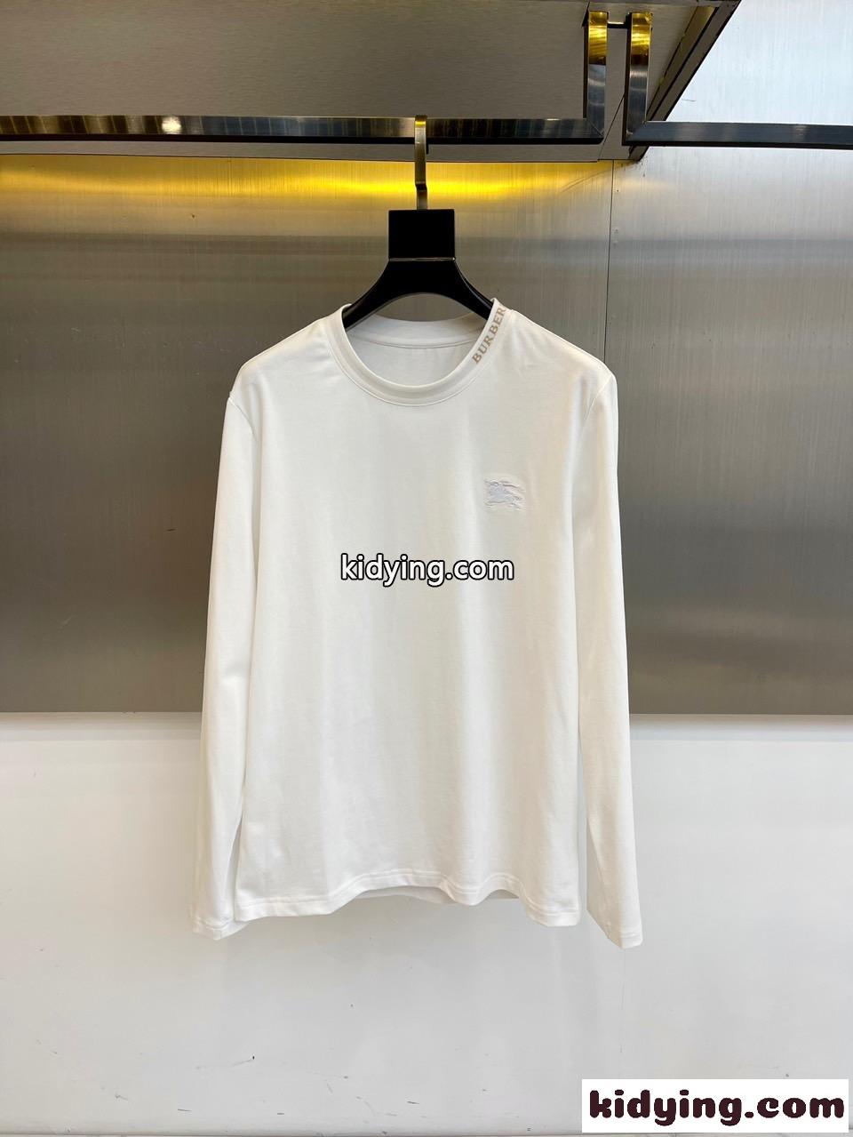 シンプル 上品 合わせやすい 長袖Tシャツ バーバリー Tシャツ 偽物 コットン ホワイト-0