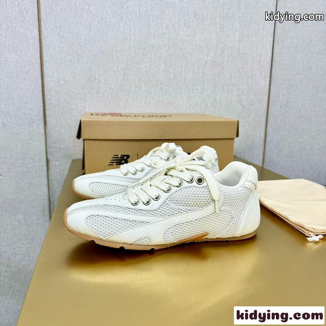 大人気 Miu Miu x New Balance メッシュ&レザー ローカットスニーカー スーパーコピー ホワイト-0