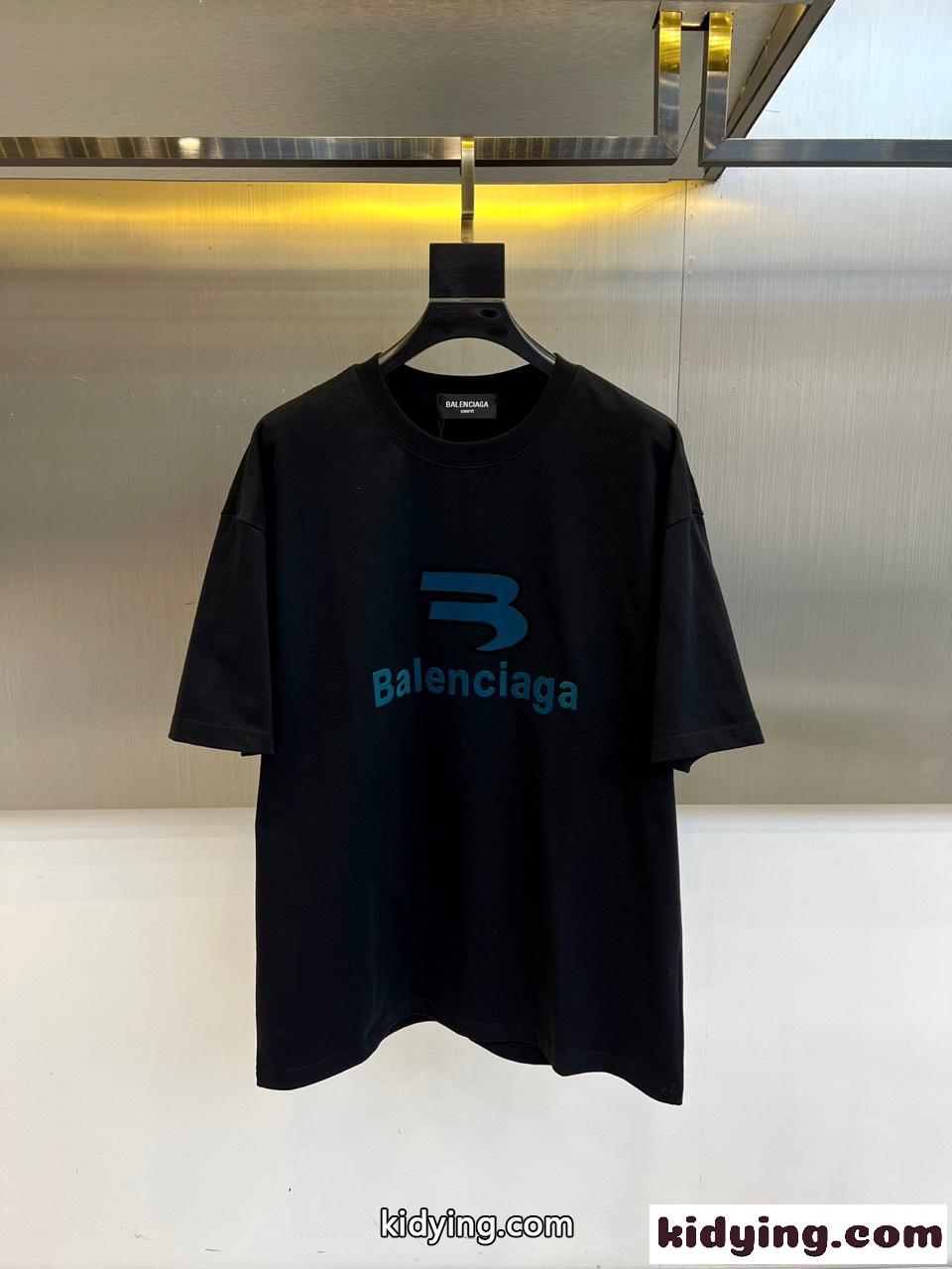 ベーシック ロゴ 半袖Tシャツ バレンシアガ Tシャツ 偽物 コットン ブラック-0