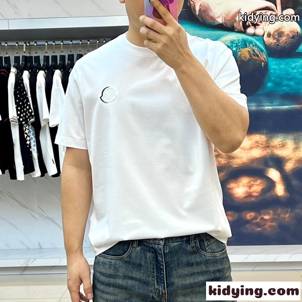 シンプル ロゴ入り 半袖Tシャツ モンクレール Tシャツ 偽物 クルーネック ホワイト-1