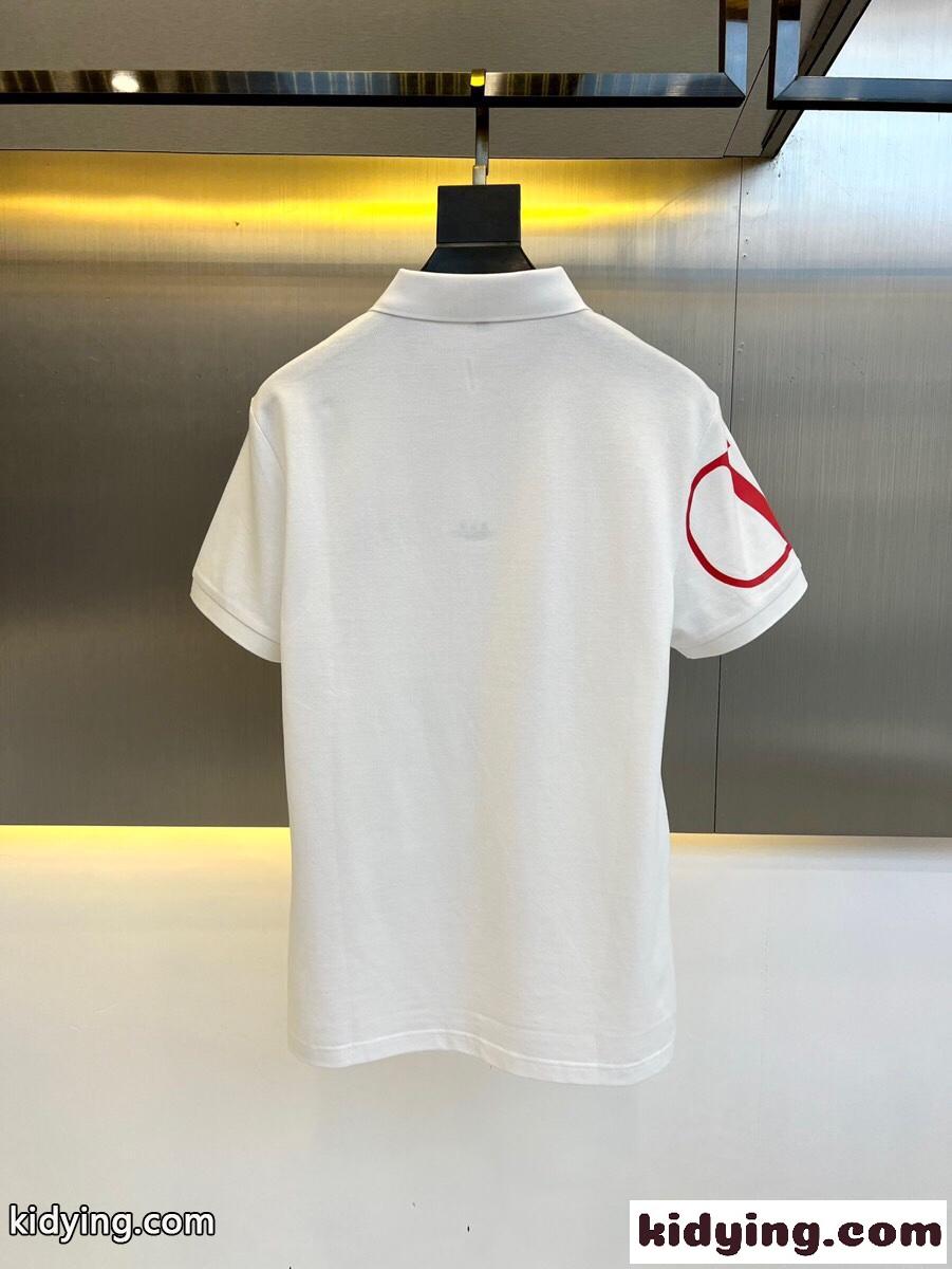定番 人気 カジュアル コットンピケ Vロゴ 半袖ポロシャツ ヴァレンティノ Tシャツ コピー ホワイト-0