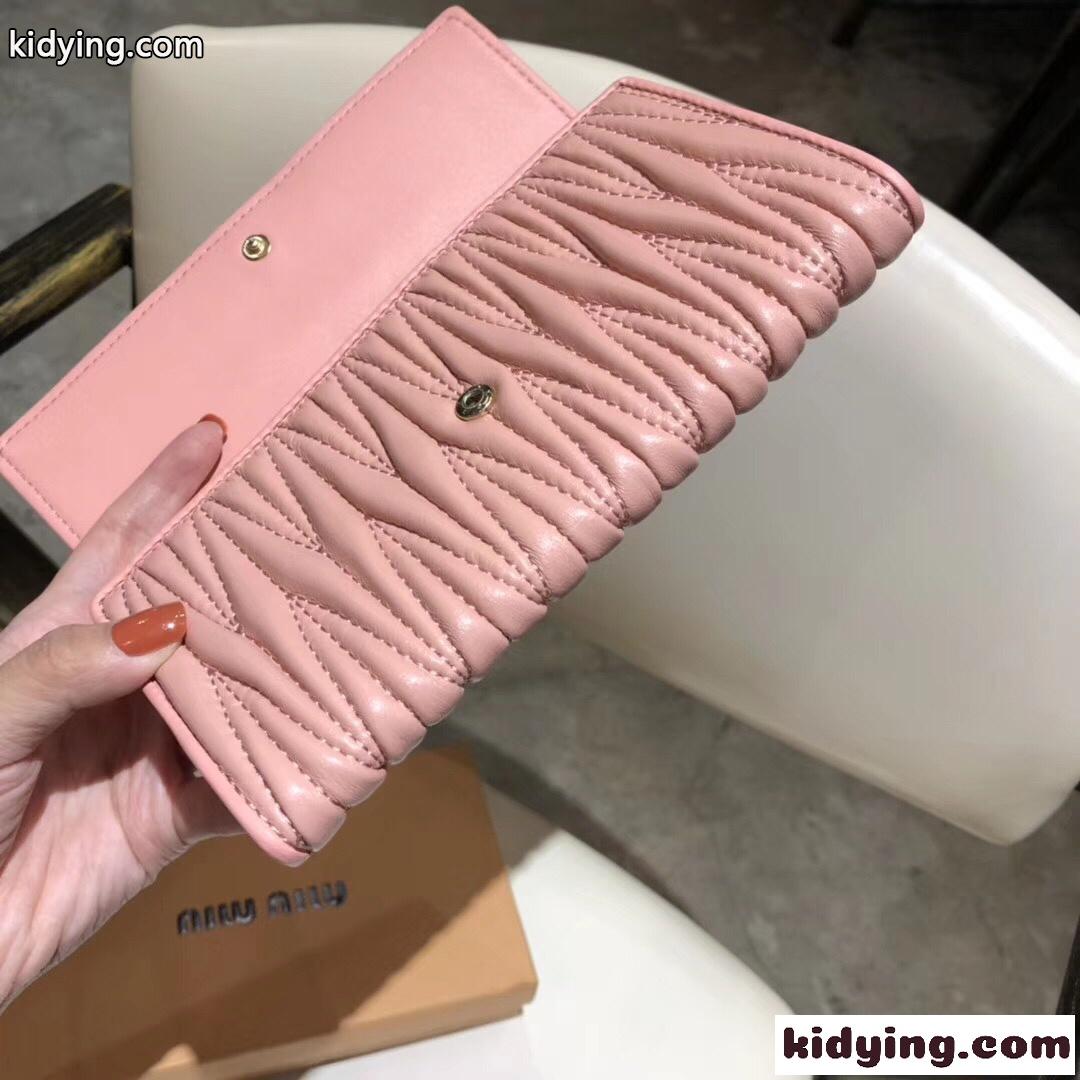 大容量 シープスキン 可愛い 人気 レディース 長財布 ミュウミュウ 財布 コピー ピンク-2