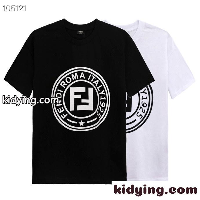 ロゴ プリント カジュアル おしゃれ 半袖 トップス フェンディ Tシャツ コピー クルーネック 快適 ホワイト ブラック-2