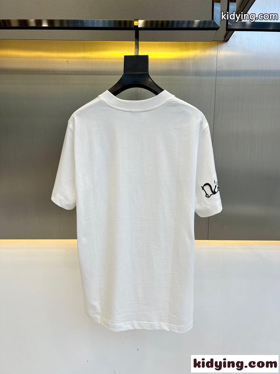 ベーシック 着回し クルーネック 刺繍入り クリスチャン・ディオール Tシャツ コピー ホワイト-4