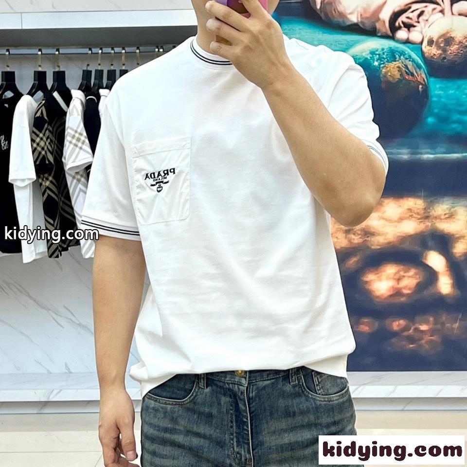 カジュアル 合わせやすい クルーネック プラダ Tシャツ 偽物 半袖トップス ホワイト-2
