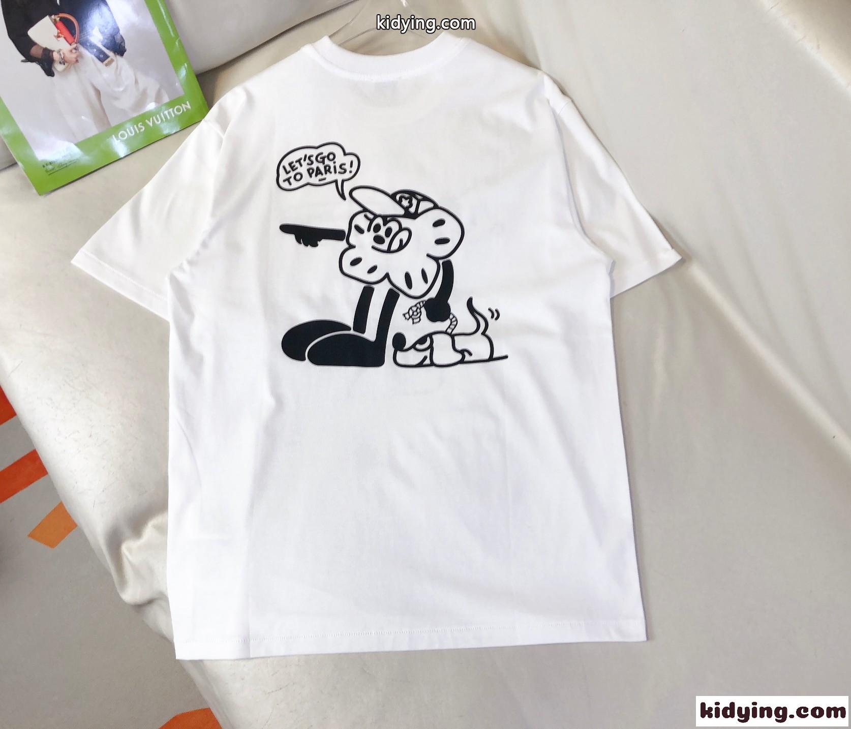 可愛い おしゃれ プリント クルーネック コットン 半袖Tシャツ ケンゾー Tシャツ コピー ホワイト-2