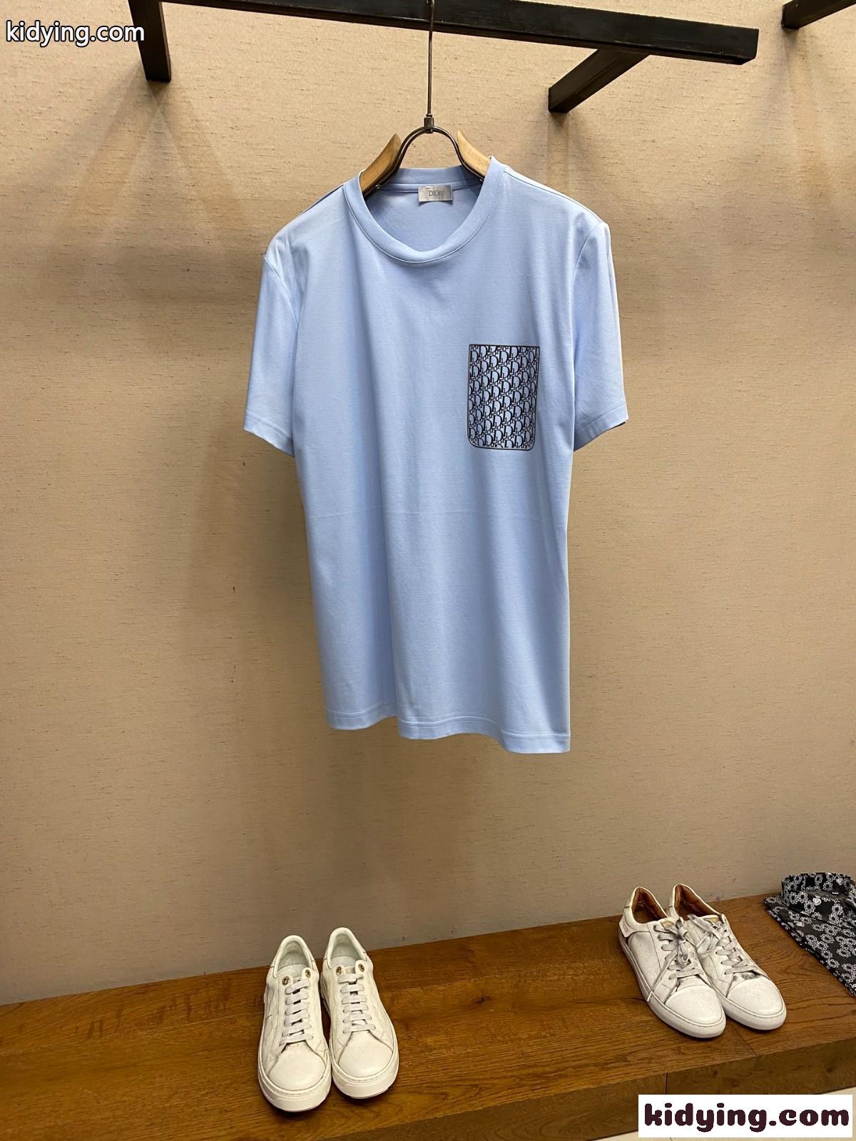 シルケットスムースロゴTシャツ クリスチャン・ディオール Tシャツ コピー ライトブルー-2