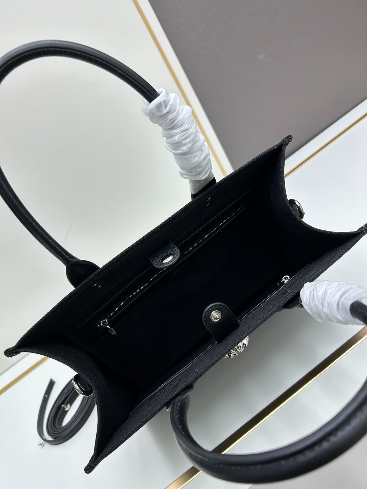 ラ メドゥーサ スモール キャンバス トートバッグ ヴェルサーチェ バッグ スーパーコピー ブラック-4