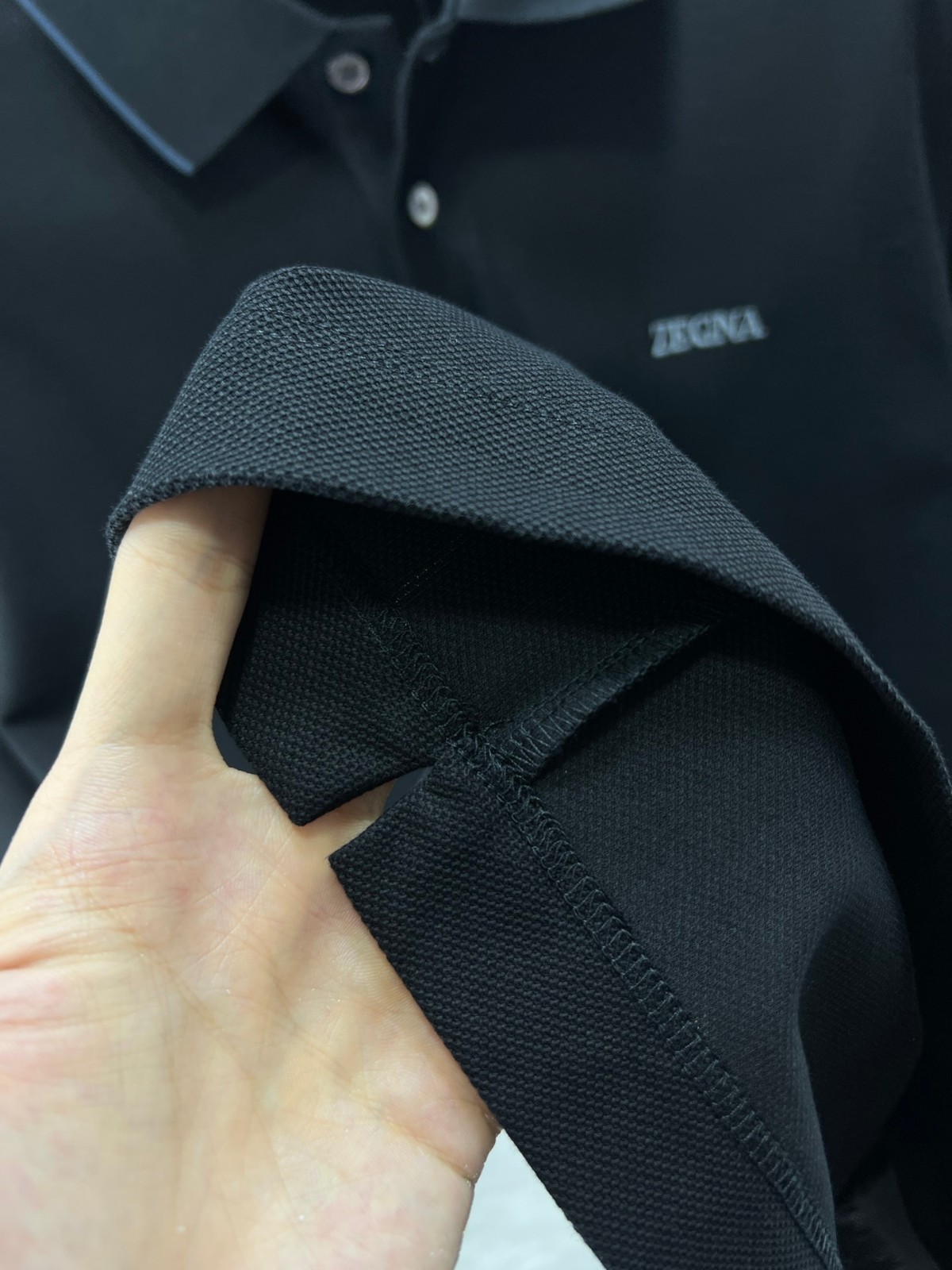 洗練された クラシック ロゴ 刺繍 エルメネジルド・ゼニア Tシャツ コピー 長袖 ポロシャツ-3