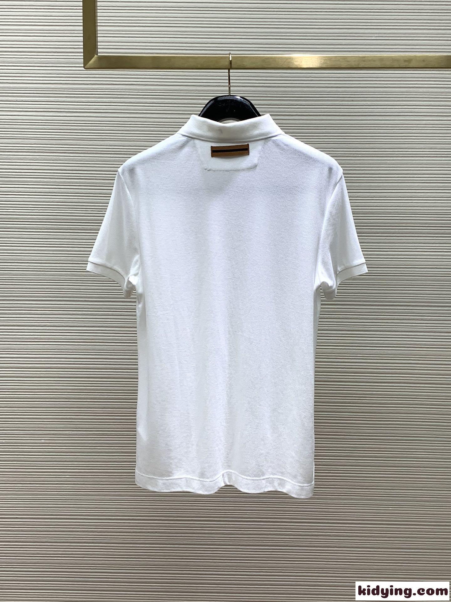 カジュアル コットン 半袖 ポロシャツ エルメネジルド・ゼニア Tシャツ コピー ホワイト-3