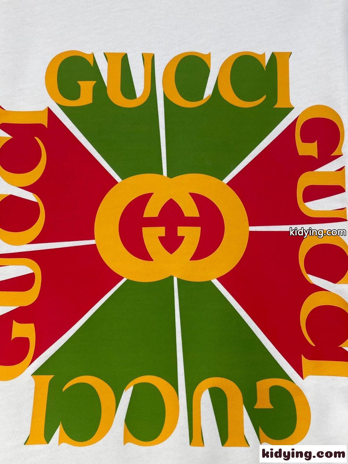 GUCCI ヴィンテージロゴ プリント 半袖Tシャツ グッチ Tシャツ コピー コットン-1