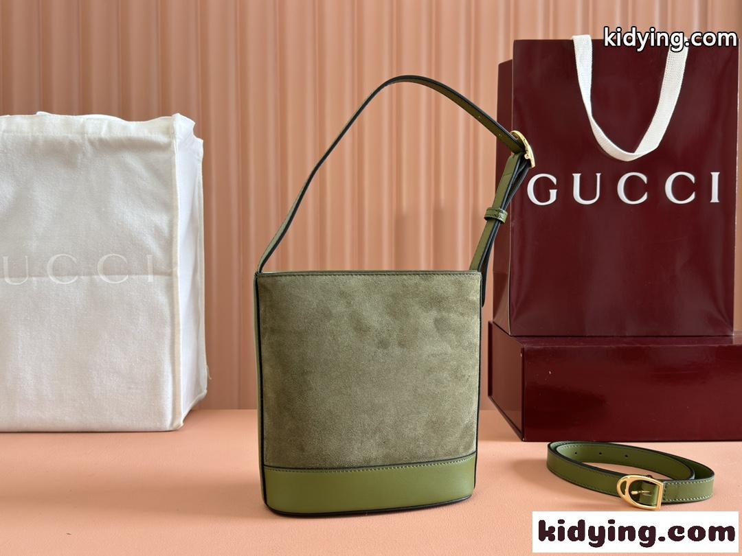 GUCCI 73 スモール バケットバッグ スエード グッチ バッグ スーパーコピー 833665 グリーン-1