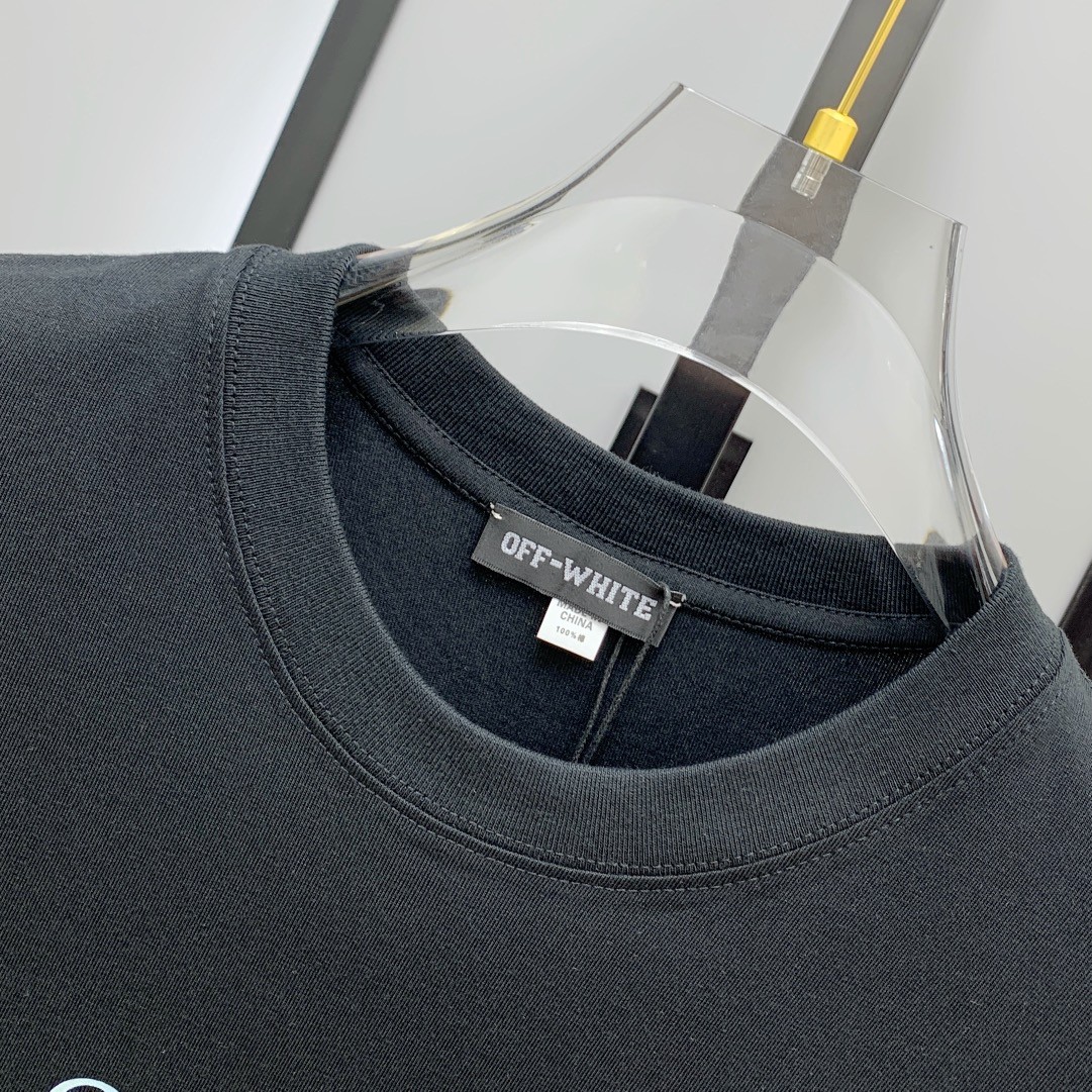 カジュアル ロゴ入り オフホワイト Tシャツ コピー コットン 半袖Tシャツ ブラック-2