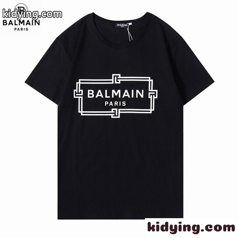 ベーシック ゆったり 快適 クルーネック バルマン Tシャツ コピー 半袖 ロゴプリントTシャツ-2