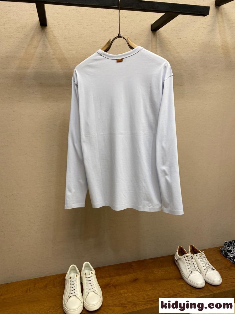 エルメネジルド・ゼニア Tシャツ 偽物 シンプル 合わせやすい コットン 長袖Tシャツ-2