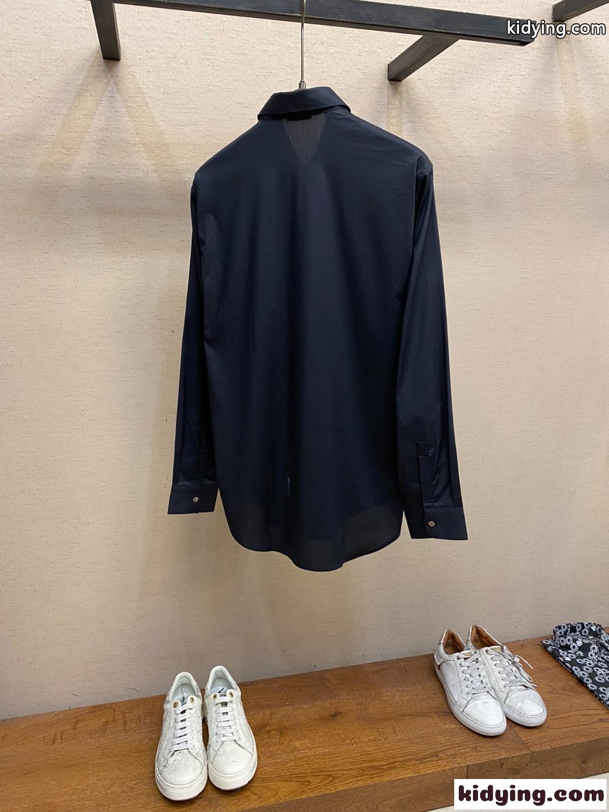 シンプル 刺繍入り ロングスリーブシャツ クリスチャン・ディオール シャツ コピー ブラック-2
