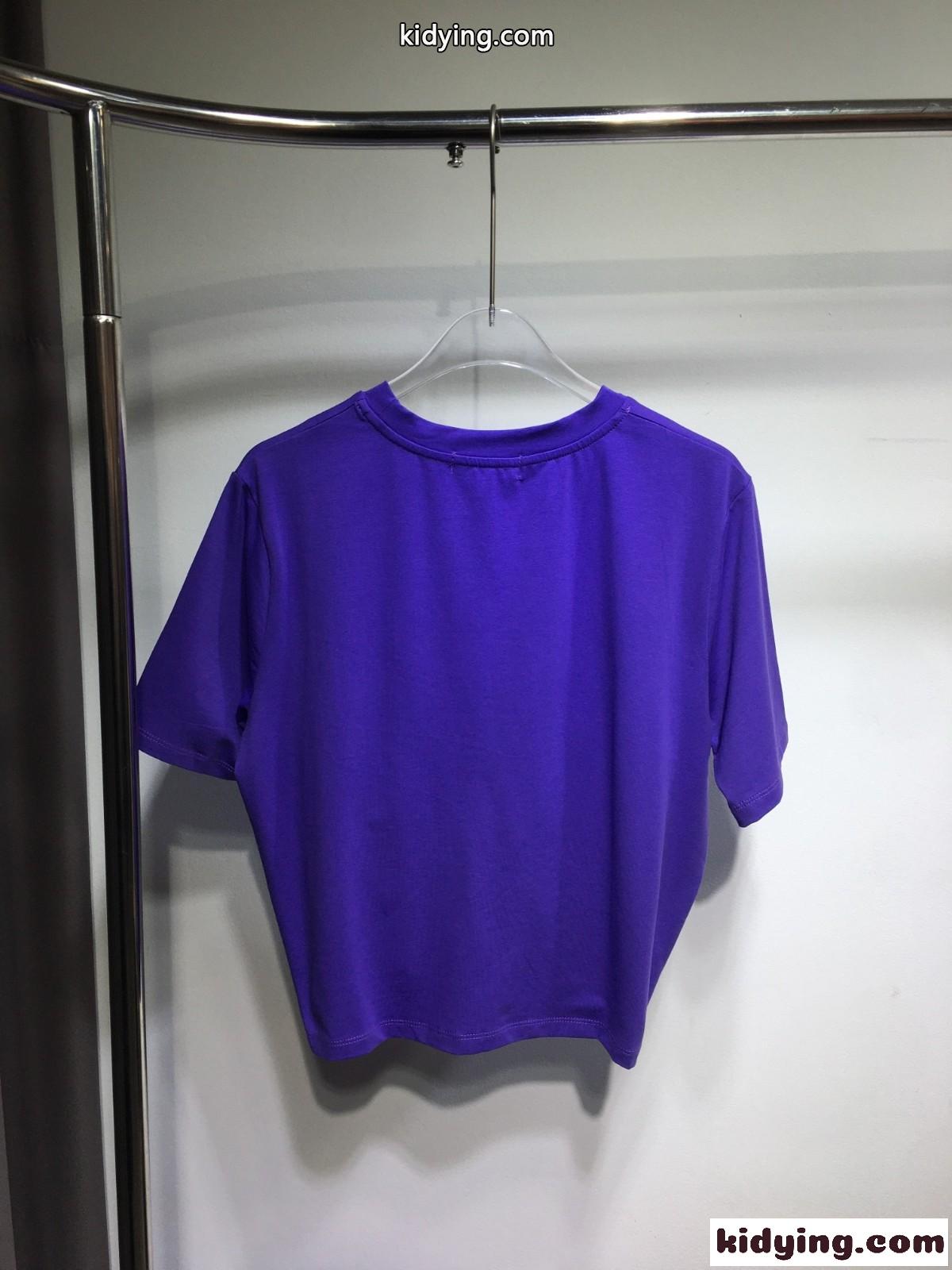 ヴェルサーチェ ミラノ スタンプ クロップ 半袖Tシャツ ヴェルサーチェ Tシャツ コピー ブルー-3