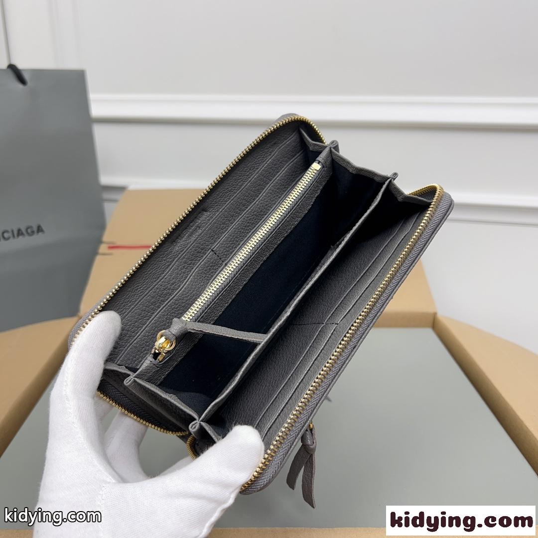 定番 ラウンドファスナー 長財布 バレンシアガ 財布 コピー グレー-4