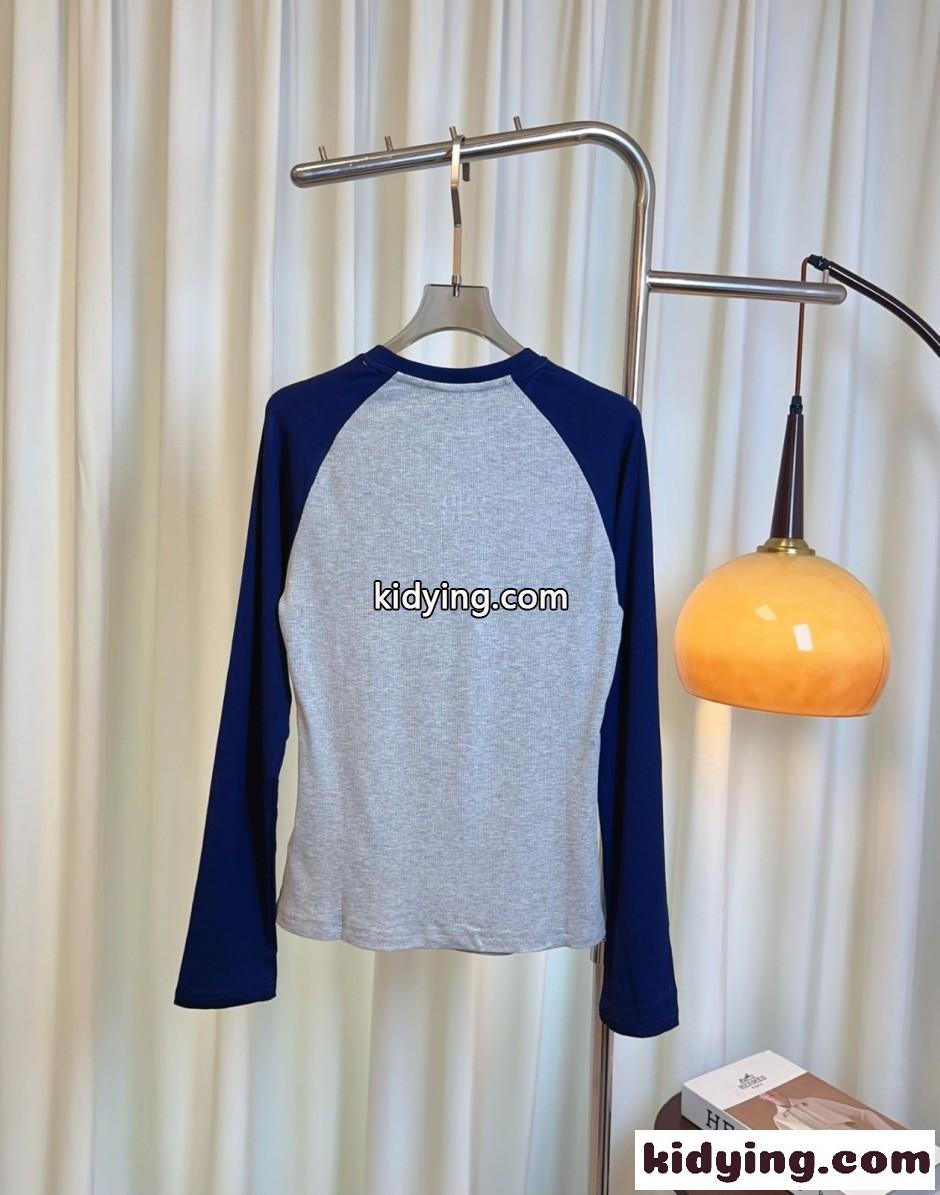 ミュウミュウ Tシャツ 偽物 ロゴ刺繍 ラグラン ロングスリーブTシャツ-1