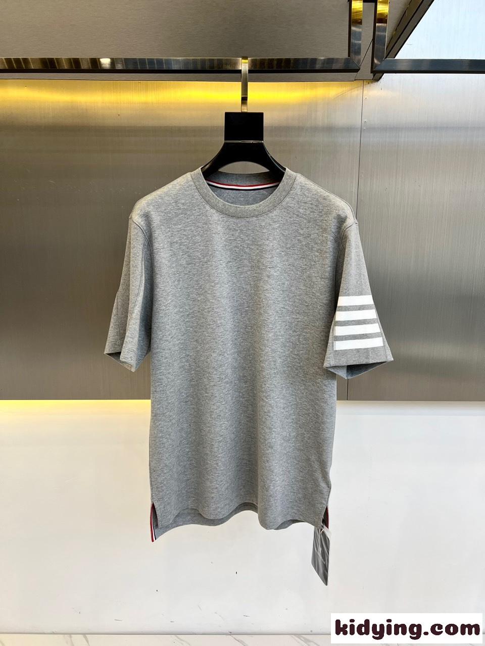 カジュアル 人気 コットン 半袖Tシャツ トムブラウン Tシャツ スーパーコピー グレー-1