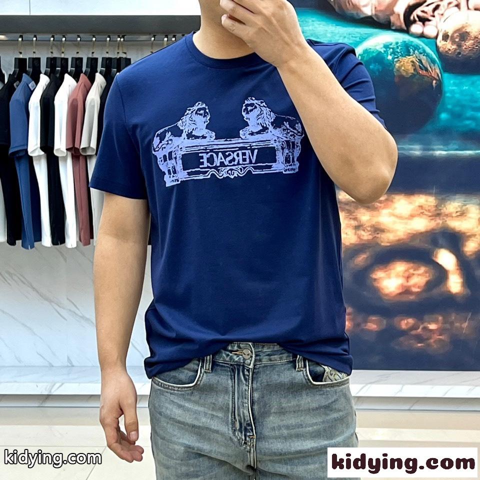 ヴェルサーチェ カルトゥーシュ 半袖Tシャツ ヴェルサーチェ Tシャツ コピー ブルー-2