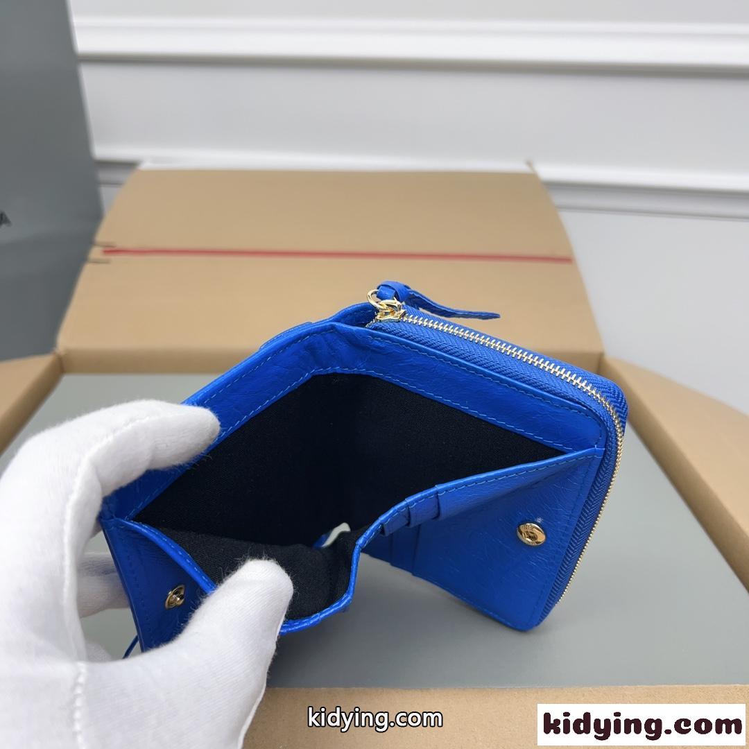 上品 高級感 コンパクトウォレット バレンシアガ 財布 コピー 二つ折り財布 ブルー-3