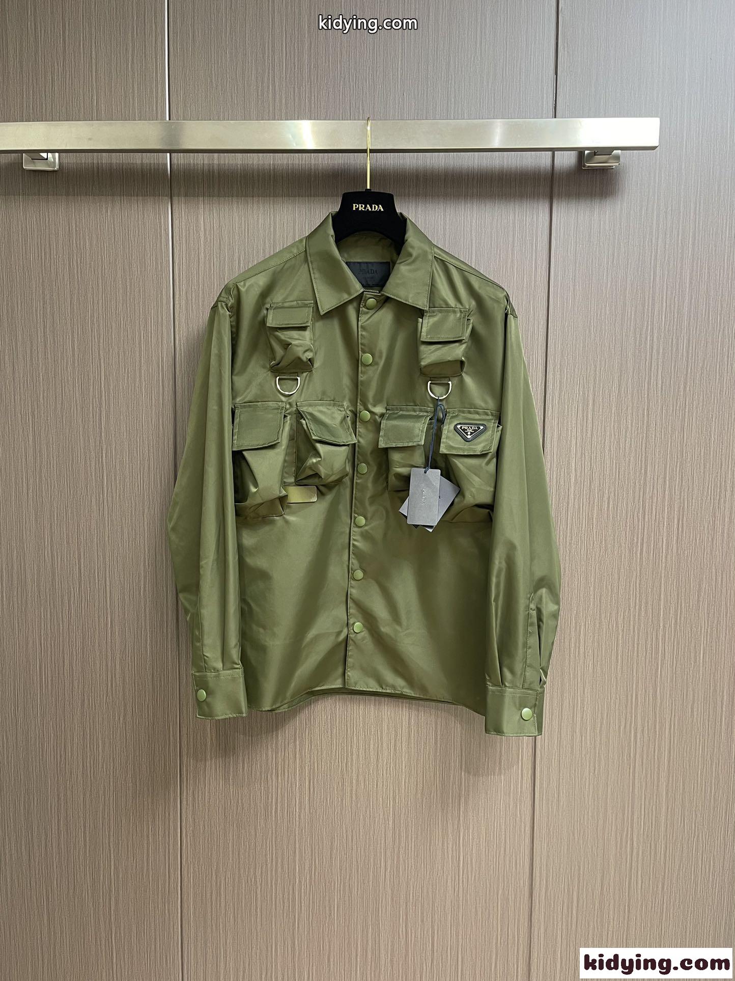 24SS カジュアル 長袖 Re-Nylon シャツ プラダ シャツ コピー グリーン-1