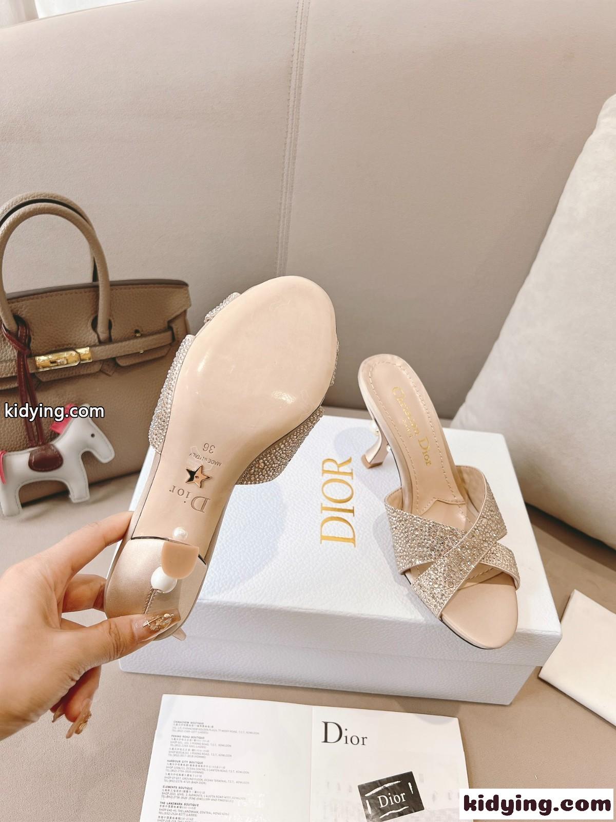 エレガント Dior Tribales ヒールスライド クリスチャン・ディオール サンダル コピー ベージュ-2