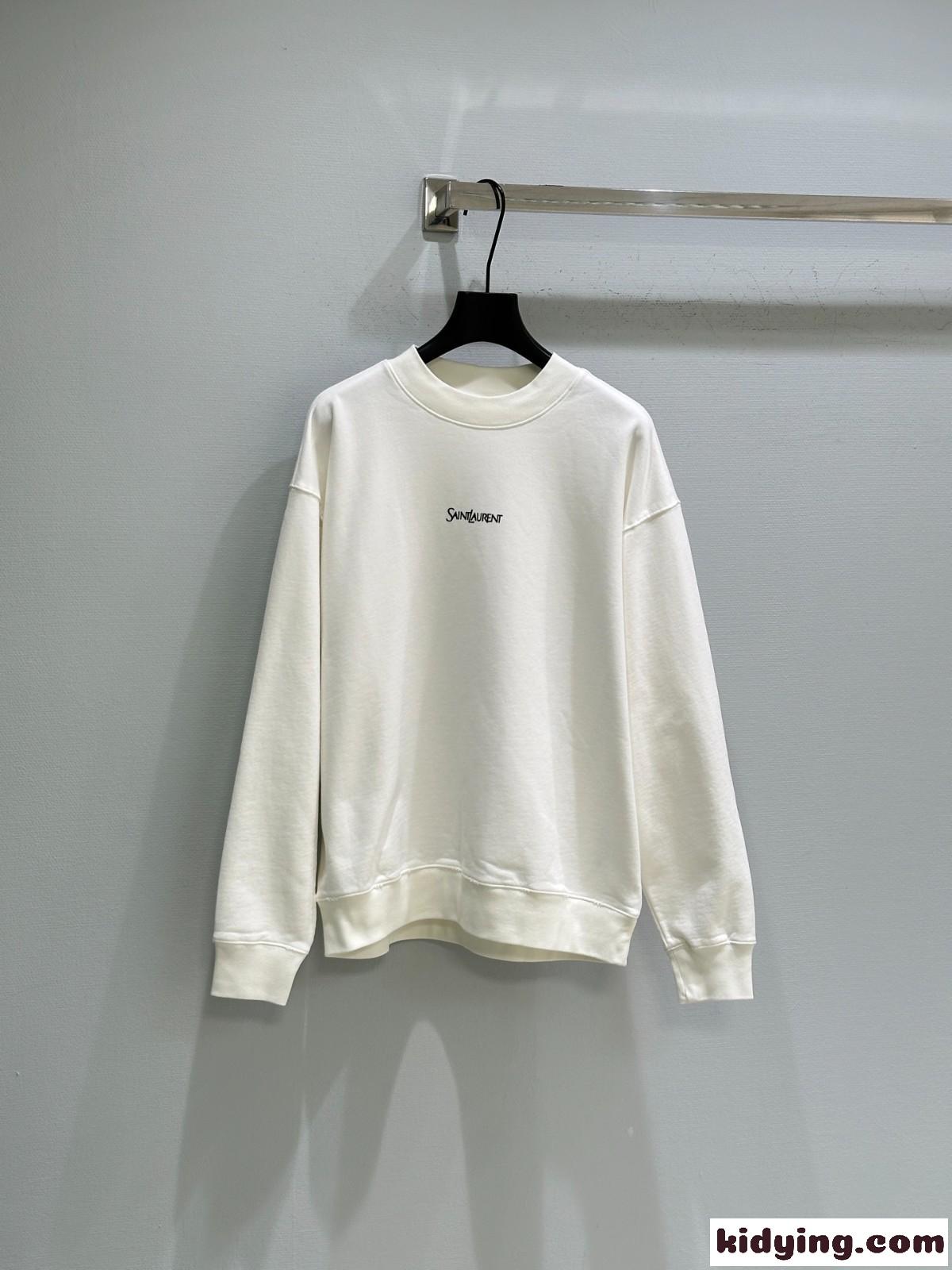 カジュアル 定番 ロゴ入り クルーネック スウェットシャツ イヴ・サンローラン Tシャツ 偽物-1