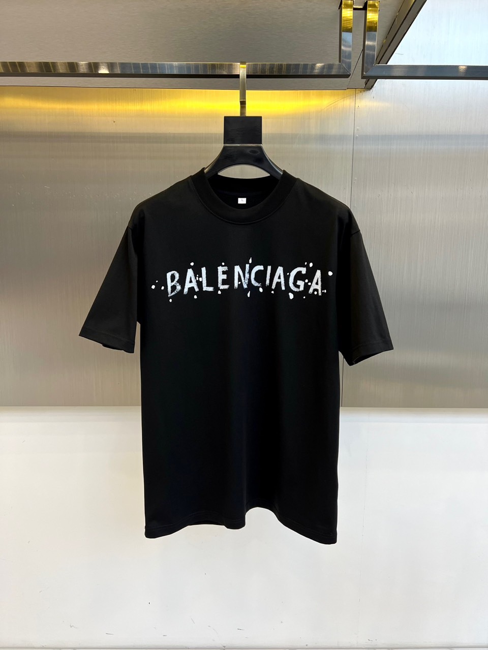 カジュアル プリント クルーネック 半袖Tシャツ バレンシアガ Tシャツ 偽物 ブラック-0