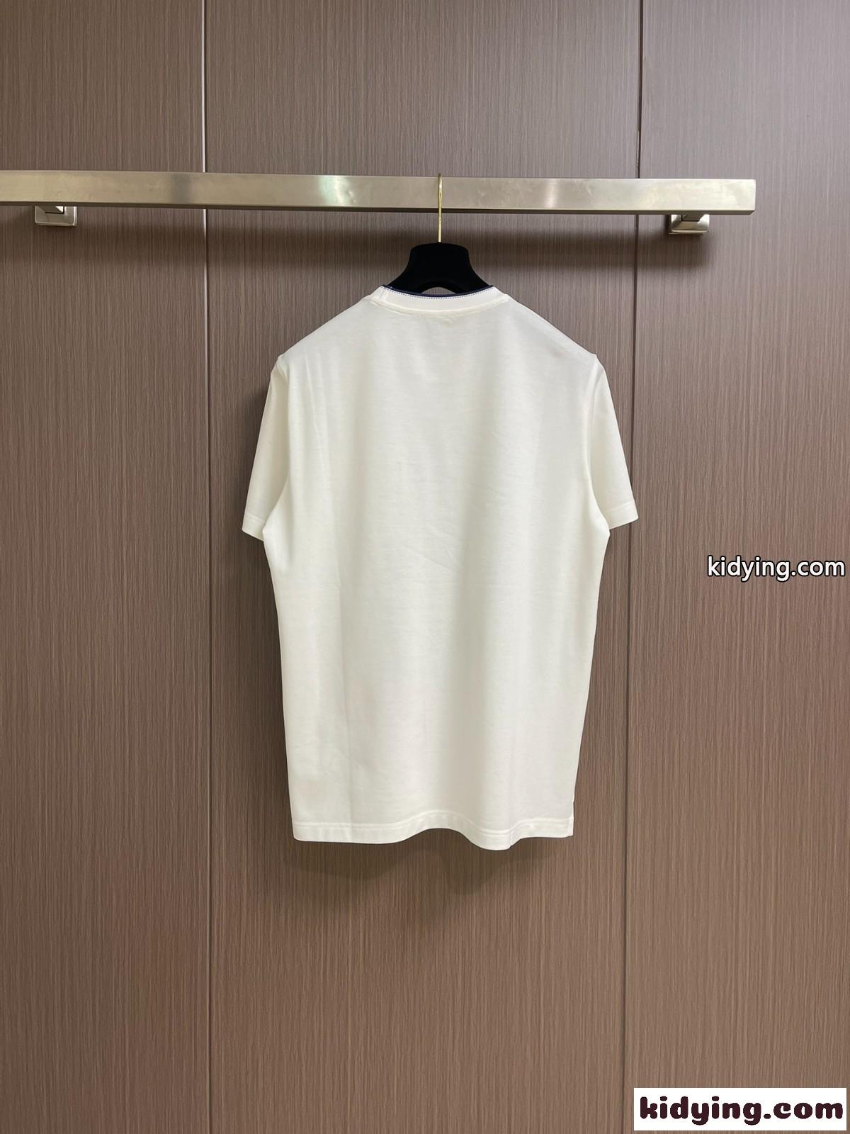 シンプル サドルステッチTシャツ エルメス Tシャツ コピー コットン ホワイト-1