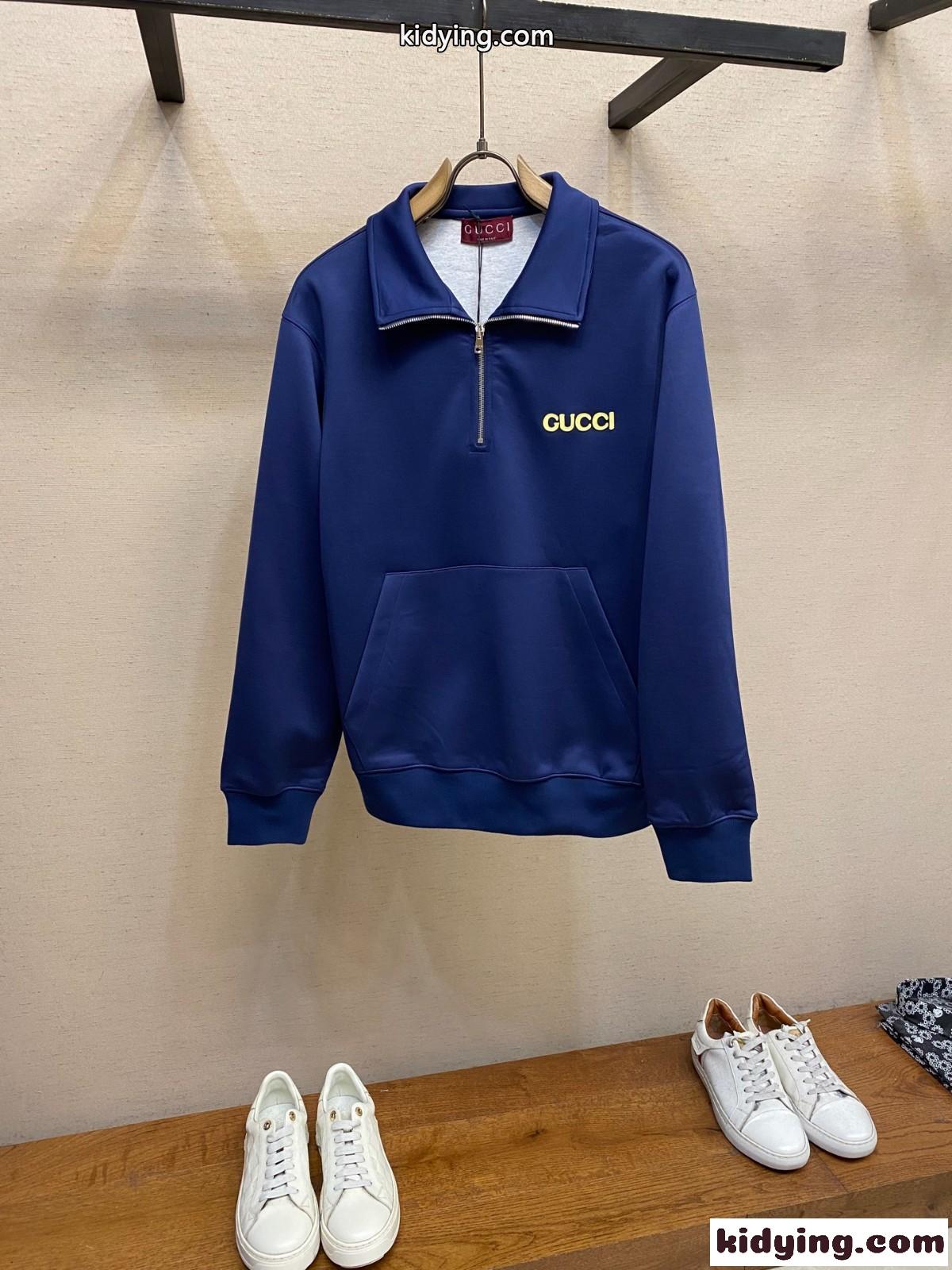 ハーフジップ プルオーバー スウェットシャツ グッチ Tシャツ 偽物 ブルー-0