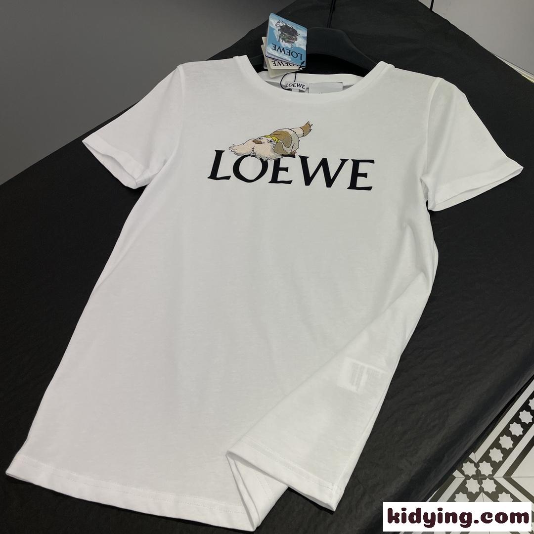 LOEWE x ハウルの動く城&人気 クルーネック コットン 半袖Tシャツ ロエベ Tシャツ コピー-3