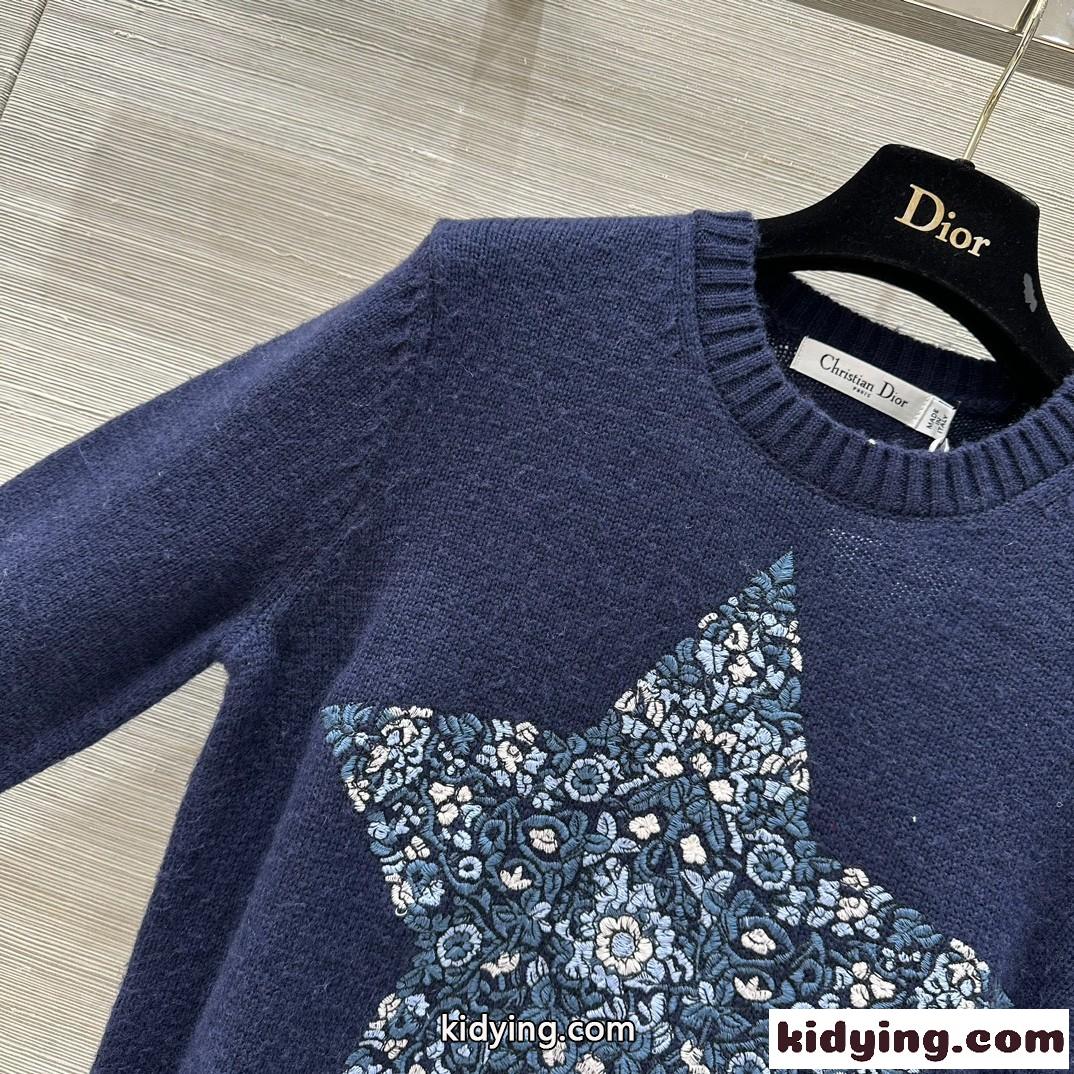 Dior Around the World ウールニット クリスチャン・ディオール セーター コピー ブルー-1