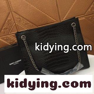 ショッピングバッグ ワニ紋,イヴ・サンローランカバンコピー サンローランのハンドバッグ飾り革で覆われたYSLの頭文字があります-4