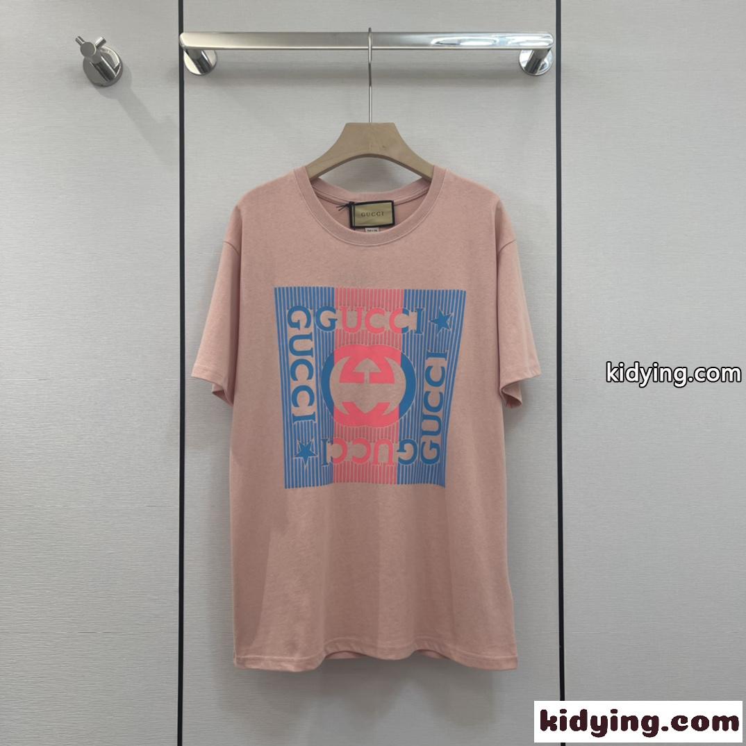 着心地いい カジュアル ロゴ プリント グッチ 半袖Tシャツ コピー 体型カバー 着痩せ 人気 クルーネック-2