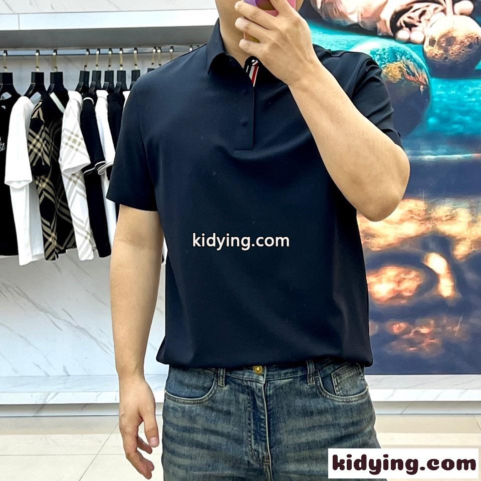 シンプル 上品 快適 半袖ポロシャツ トムブラウン Tシャツ スーパーコピー ブラック-1