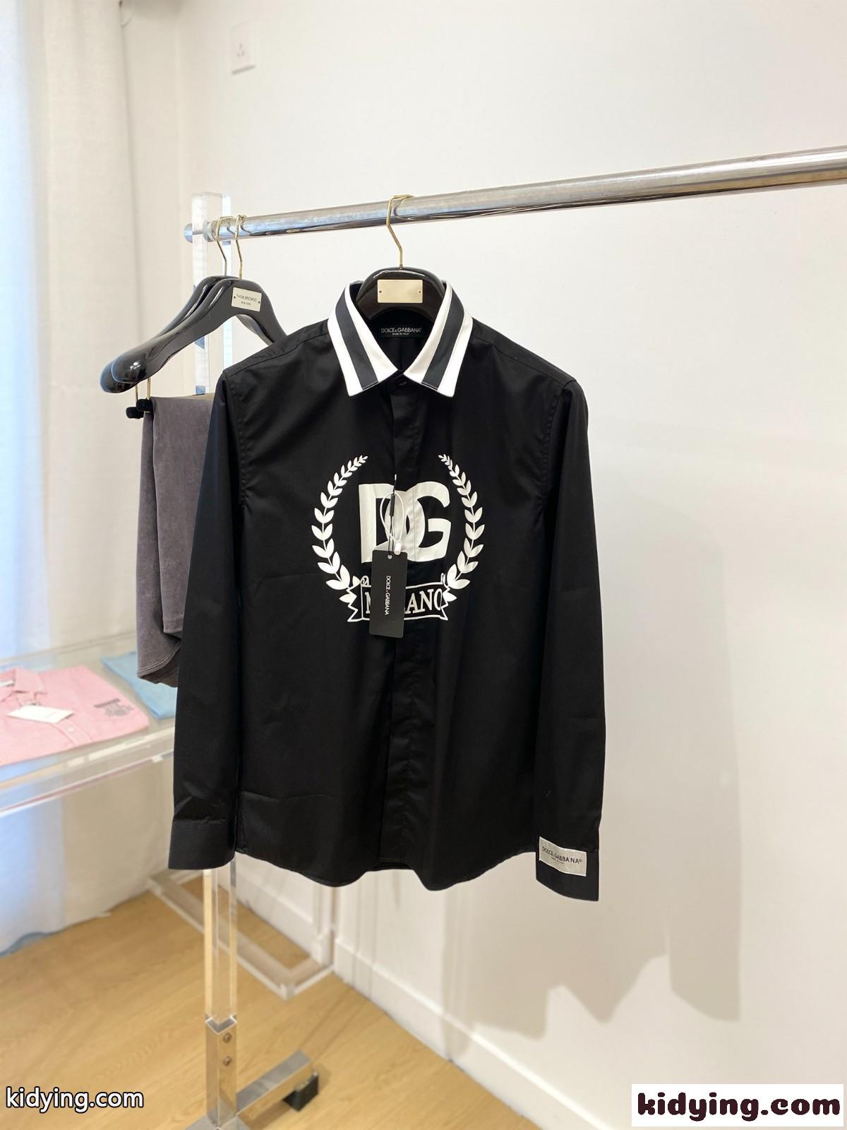 カジュアル ドルチェ&ガッバーナ シャツ コピー プリント ロングスリーブシャツ ブラック-0