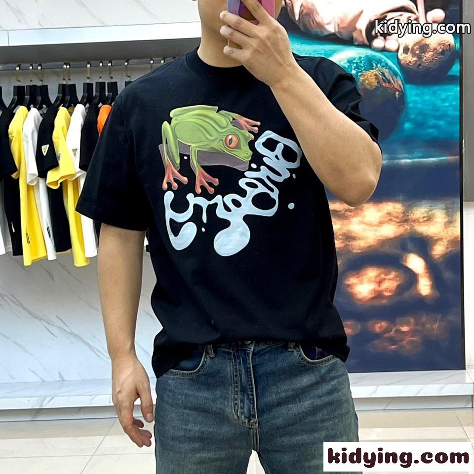 カジュアル フロッグ コットンTシャツ バーバリー 半袖Tシャツ コピー ブラック-2