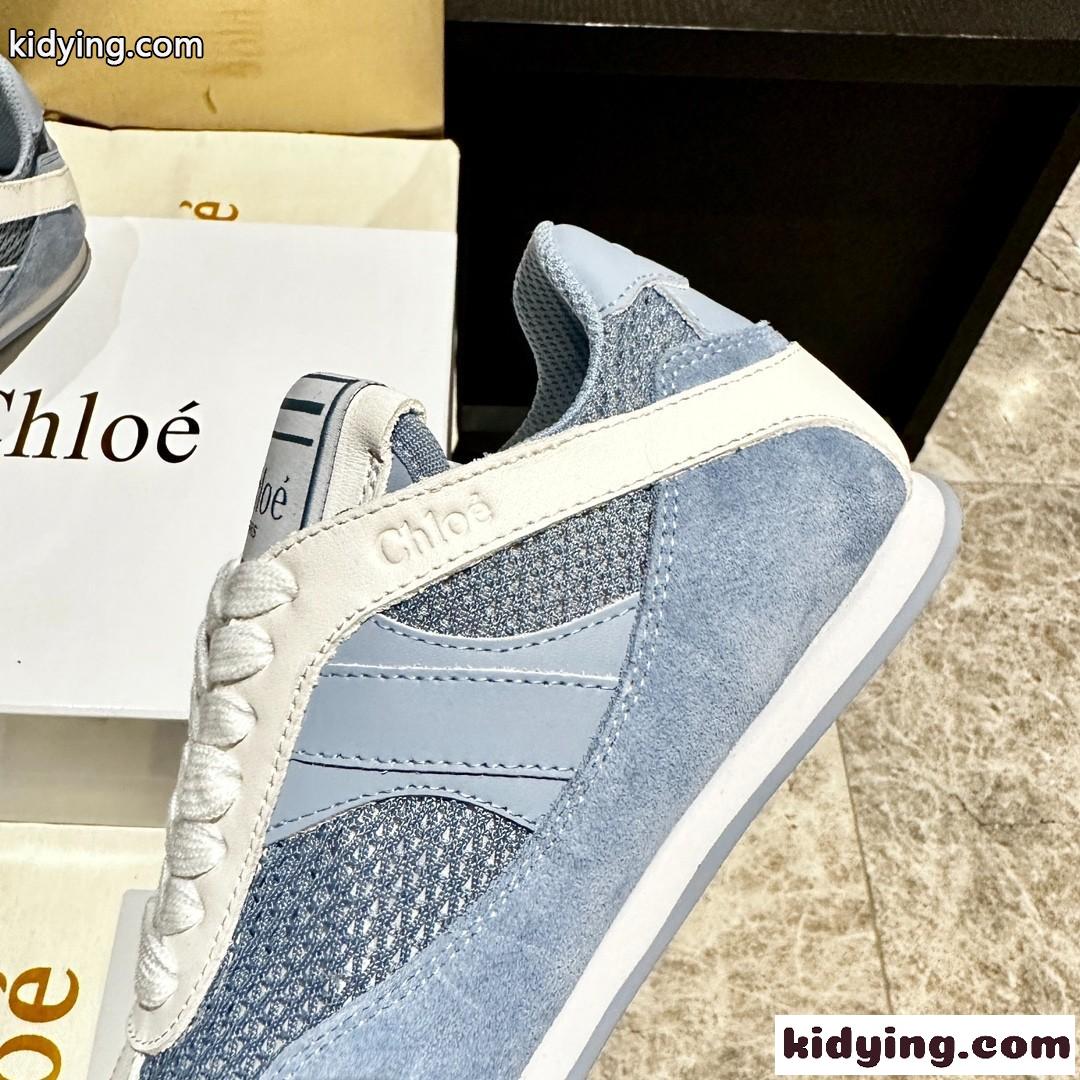 クロエ スニーカー スーパーコピー メッシュ&レザー CHLOÉ KICK スニーカー ライトブルー-2