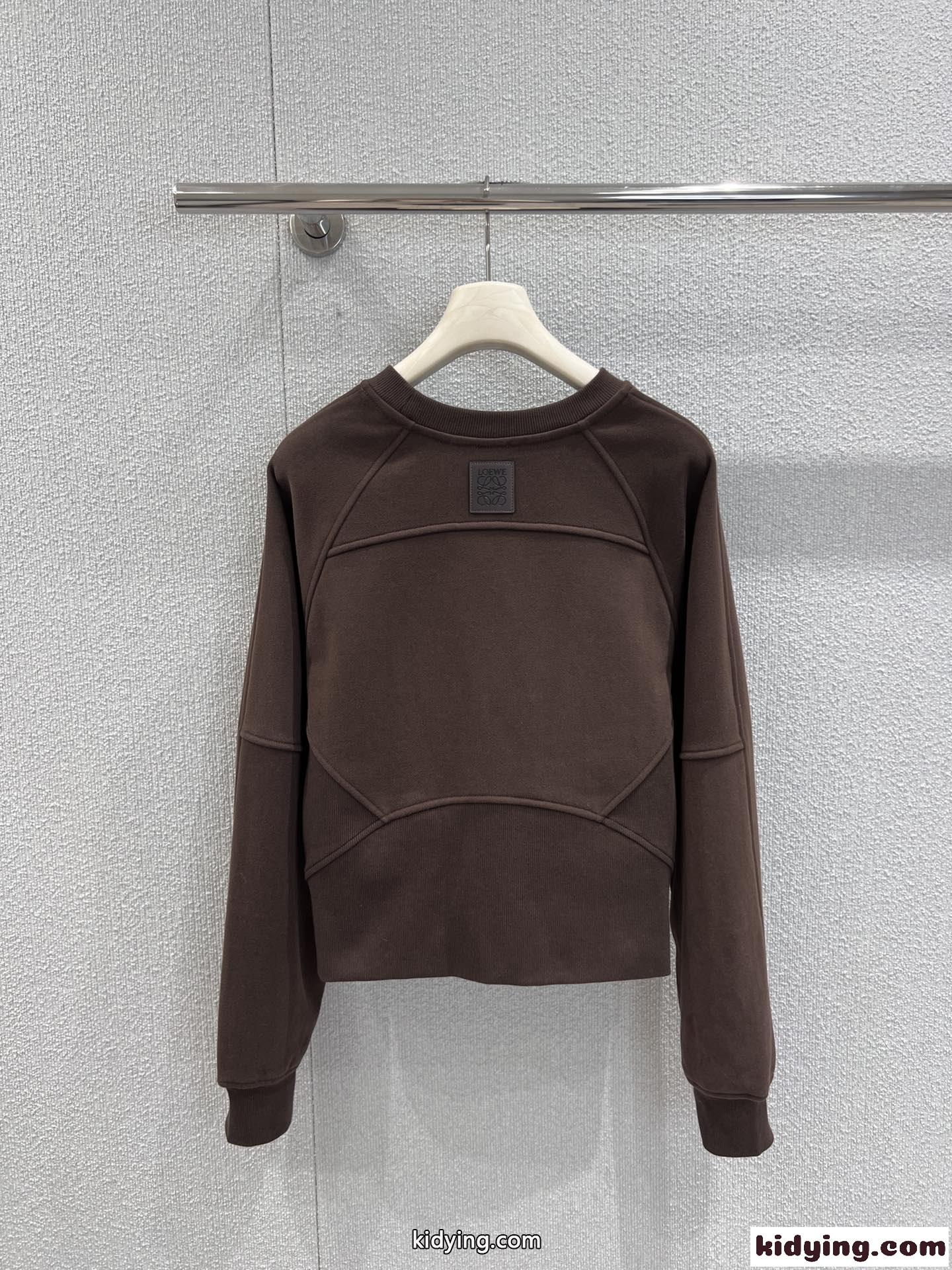 カジュアル クロップド スウェットシャツ ロエベ Tシャツ コピー ブラウン-2